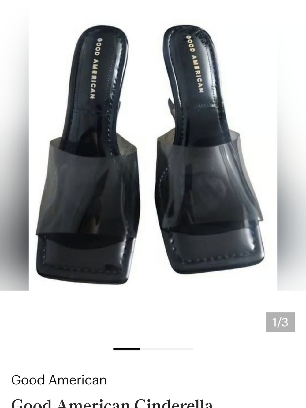 Good American Black Slide Sandals with Clear Band